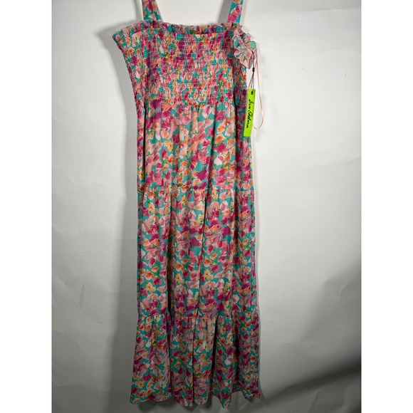 Sam Edelman Dresses & Skirts - Sam Edelman Smocking Tier Dress Pink Multi Floral Maxi Size 10 41S083 NEW